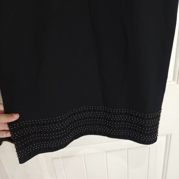 Catherine Malandrino Dress Black Wool Studded Grommet Eyelet Slip Y2K Runway 2 - Picture 4 of 12